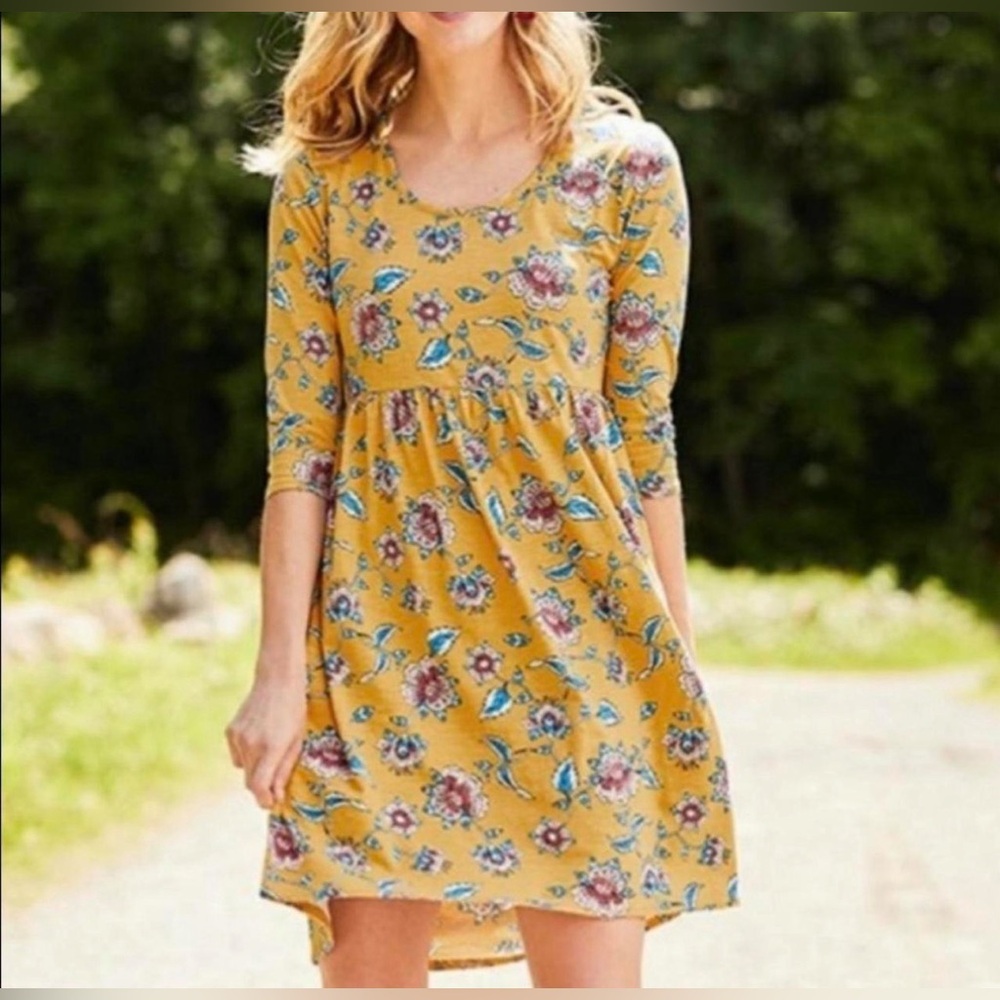 Matilda Jane Mustard Floral Dress Women’s Medium Cottagecore Boho Casual